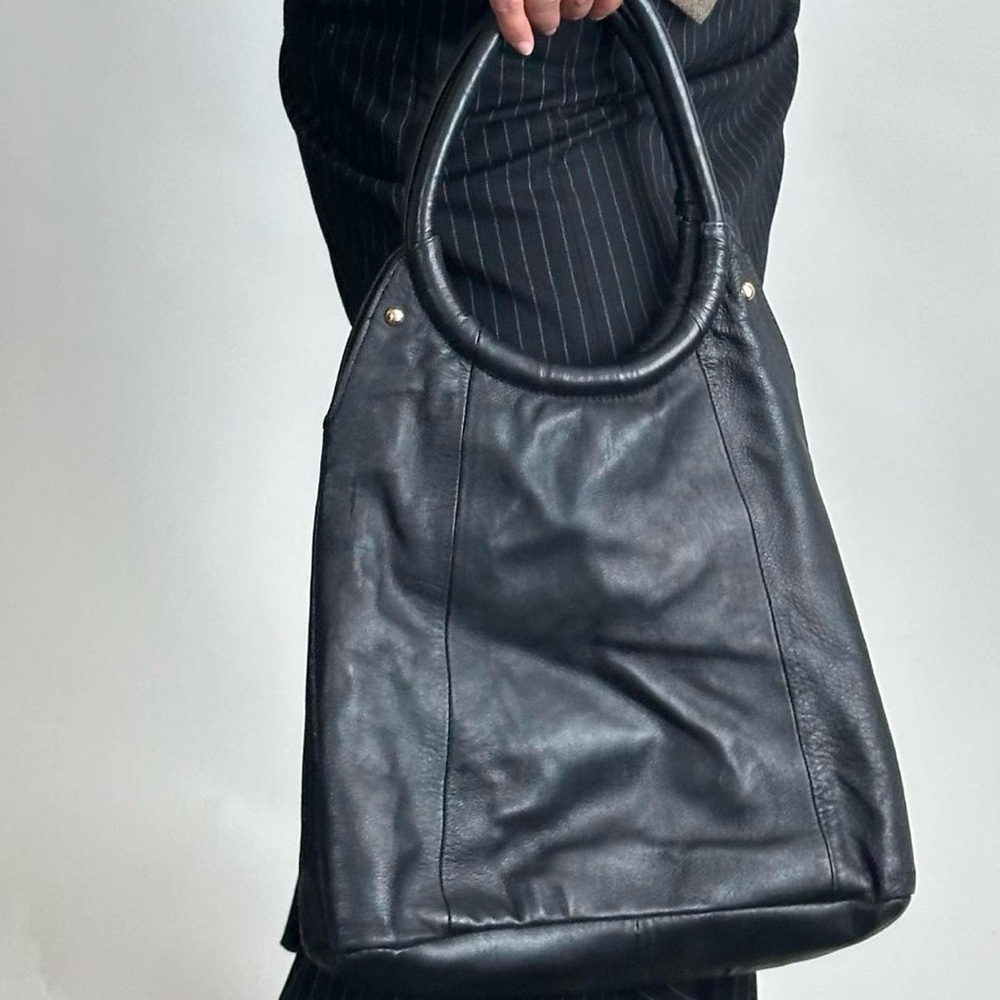 GORGEOUS VINTAGE 2000S ALFANI SOFT LEATHER TOTE PURSE CLASSIC LEATHER BAG/ Black - Picture 5 of 14